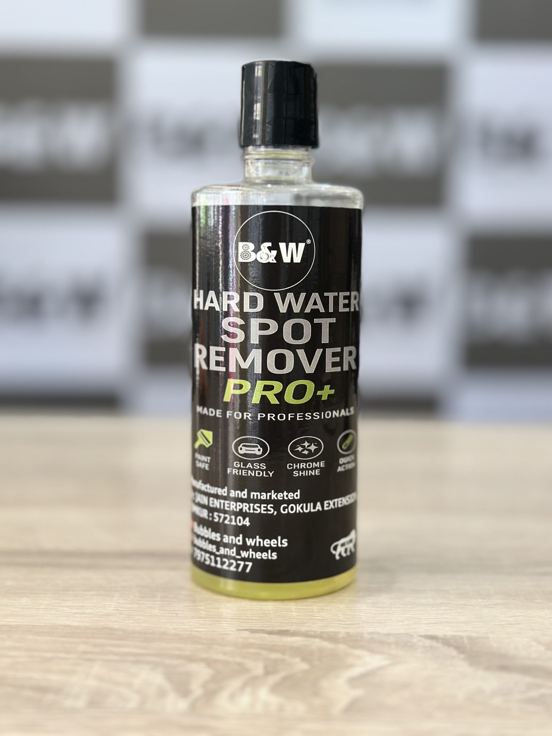 1. B&W Hard Water Spot Remover for car glass and paint – zero streak finish 2. Hard water stain remover for car windshield and chrome – B&W 3. Remove mineral deposits and water spots on car glass – professional cleaner 4. Hard water spot remover India – safe fast acid blend by B&W 5. Car glass water spot remover – restores clarity without haze